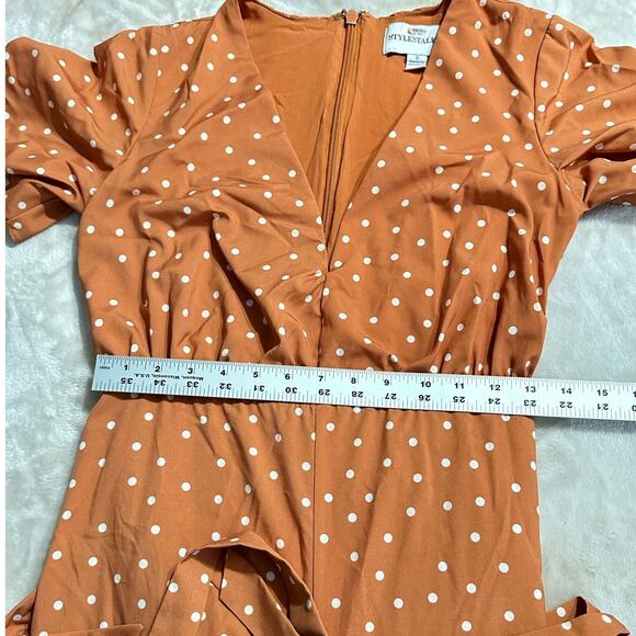 StyleStalker Laurel Jumpsuit Women's Small Orange Cropped Flared Leg V-Neck RTR - Picture 10 of 13